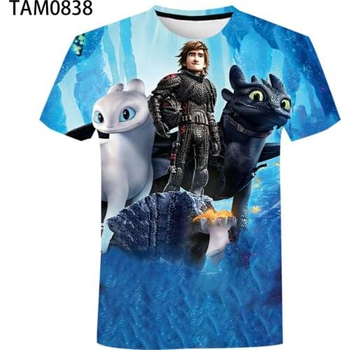 Dragon trainer 3D printing animation youth leisure T-shirt childrens classic cotton loose short sleeve Street cool top