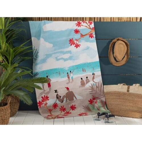 Madame Coco Saleccia Printed Velour Beach Towel-75x150 Cm