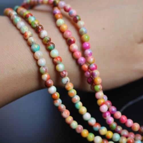 100pcs4mm Stone Beads Round Loose beads Mottled Mix colors Small Fashion Beads For Earrring Long Necklace Bracelet Making DIY