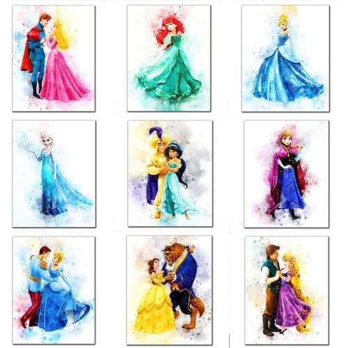 Disney Cartoon Figure Beauty Princess Decoration Canvas Posters and Print Wall Art Picture Painting for Children Room No Frame