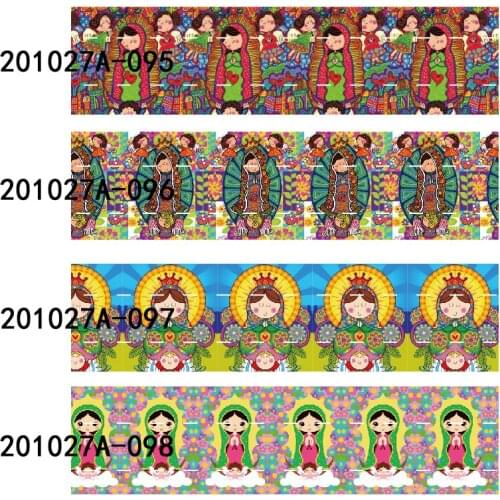 22mm 25mm 38mm 75mm virgin of guadalupe cartoon ribbon