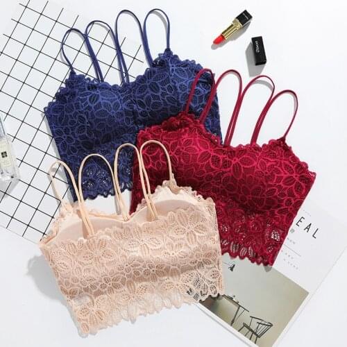 2020 new lace wrapped chest, beautiful back, anti-glare tube top female small sling massage chest pad vest bottoming underwear