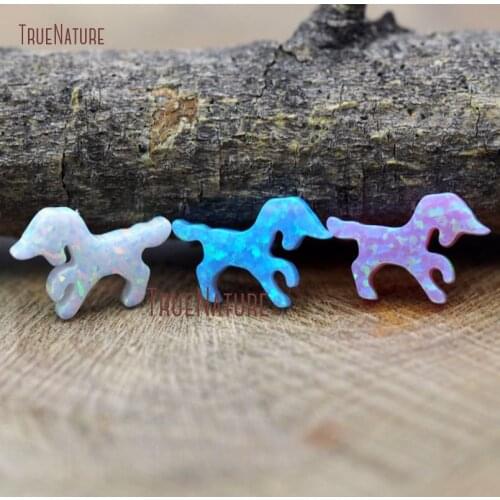 Man-made Opal Pendant Unicorn Pendant Wholesale Animal Beads Lovely Horse Unicorn Opal Necklace Charm In 10.2x15.1x2.5mm PM8950