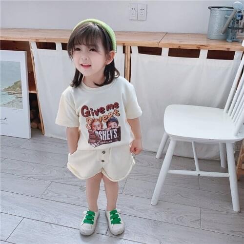 Summer Cute Kids Children Clothes Set 2021 New Boys Girls Short Sleeve T shirts And Shorts 2Pcs Suit