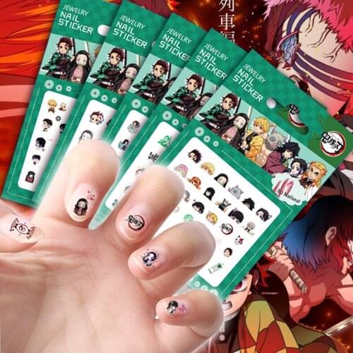 Demon Slayer Nail Sticker Cosplay Kimetsu No Yaiba Nails Art Decoration Anime Stickers Manicure Set Manicure Stickers Kids Gift
