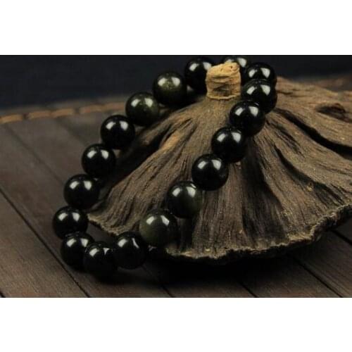 Natural Mexican obsidian bracelet cats eye obsidian crystal jewelry hand string single ring wholesale