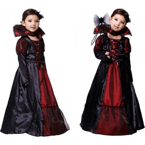 New Arrival Children Snow White Girl Costume Dress+Neckerchief Evil Queen Porty Cosplay Costume Kids Princess Clothing 16
