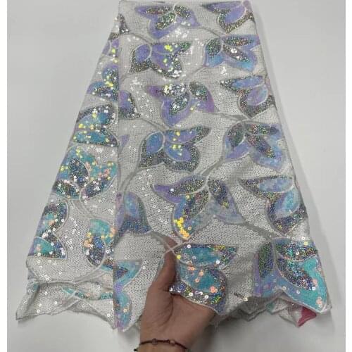 New African Lace Fabric 2021 High Quality Organza Nigerian Sequins Embroidery Tulle Lace Sequence French Net Wedding Lace Fabric