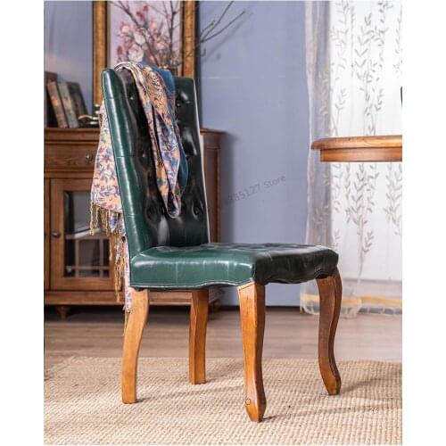 Customized American Solid Wood Retro Dining Chair European Restaurant Backrest Chair Hotel Cafe Cloth Oak Adult Dining Table And