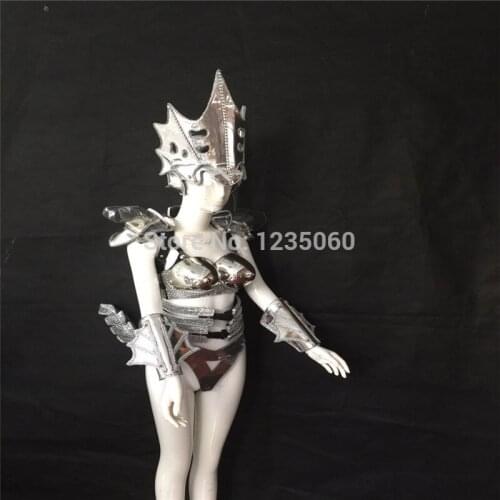 WYY Singer carmodels catwalk wears cosplay cloth no LED costume ballroom dance mirror dresses bar dj disco bra ktv party show