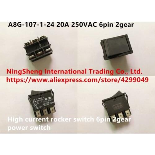 Original new 100% A8G-107-1-24 20A 250VAC high current rocker switch 6pin 2gear power switch