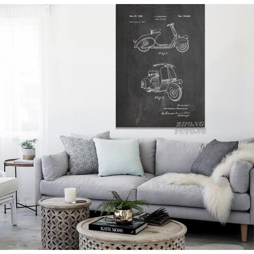 Vespa Scooter Motorcycle Patent,1949 Motorbike Artwork , Wall Art , Poster, Room Decor, Print,Blueprint,Wall Decorations
