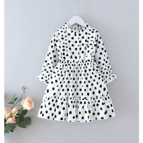 Girls Polka Dot Dresses 2021 New Spring Autumn Toddler Long Sleeve Print Clothes For Girl Kids Ruffles Vestidos 2-6 Year