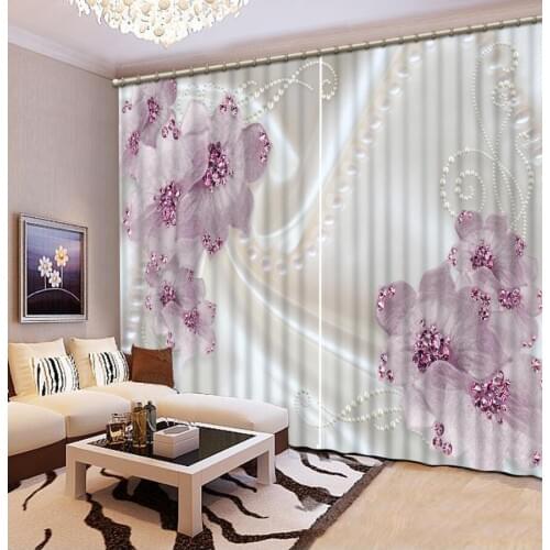 Luxury European Modern 3d flower custom curtain fashion decor home decoration for bedroom