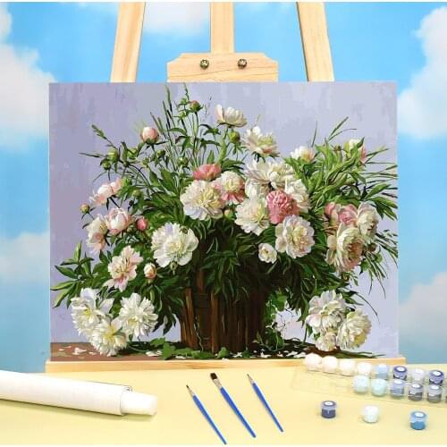 Flowers European Style DIY Painting By Numbers Set Acrylic Paints 40*50 Boards By Numbers Loft Wall Picture Crafts Wholesale