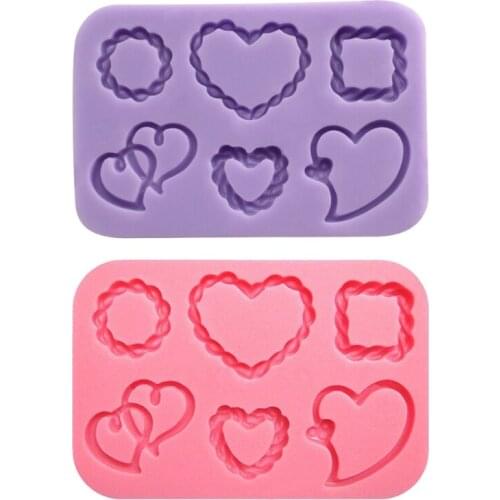 DIY Love Square Round Frame Silicone Resin Mold Hollow Heart Pendant Resin Mold AXYD