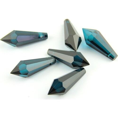 38MM/63MM/76MM Zircon Blue K9 Crystal Chandelier Pendants Prisms Cut&Faceted Glass U-Icicle Drops For Cake Topper Decoration