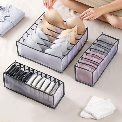 6/7/11Grids New Foldable Drawer Organizer Underwear Bra Storage Box Mesh Socks Divider Boxes Home Separation Storage Case