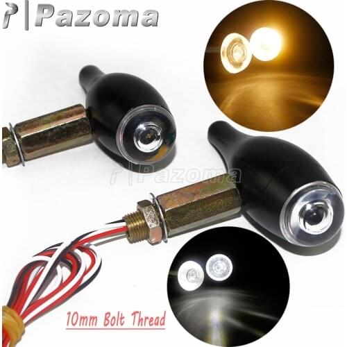 Universal 10mm Motorcycle Bullet Blinker Lamp White Running Light Amber Turn Signal For Harley Honda Suzuki Chopper Cafe Racer