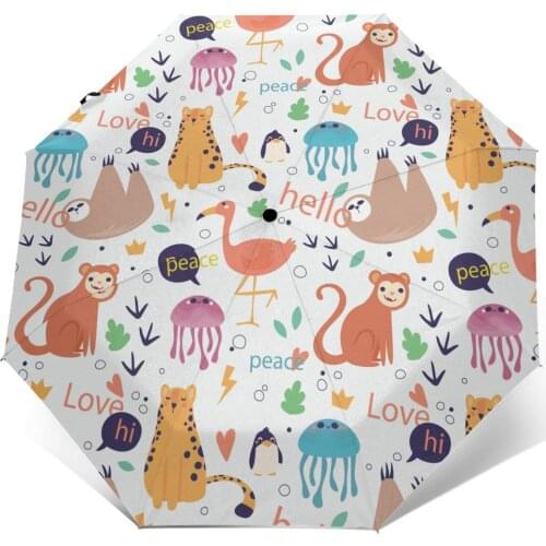 Funny Animals Words Windproof Automatic Folding Inverted Umbrella Portable Paraguas for Man Woman