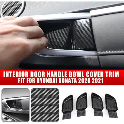 For Hyundai Sonata 2020-2021 Carbon Fiber Interior Door Handle Bowl Cover Trim