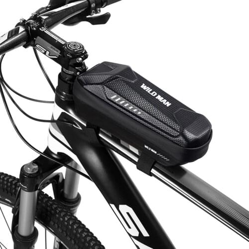 WILD MAN Rainproof Bicycle Bag Frame Front Top Tube Cycling Bag Waterproof Phone Case Hard Shell Bag MTB Bike Accessories