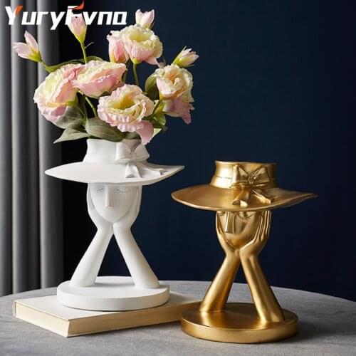 YuryFvna Nordic Creative Resin Thinker Goddess Vase Statue Sculpture Dining Table Home Living Room Dry Flower Arrangement Decor