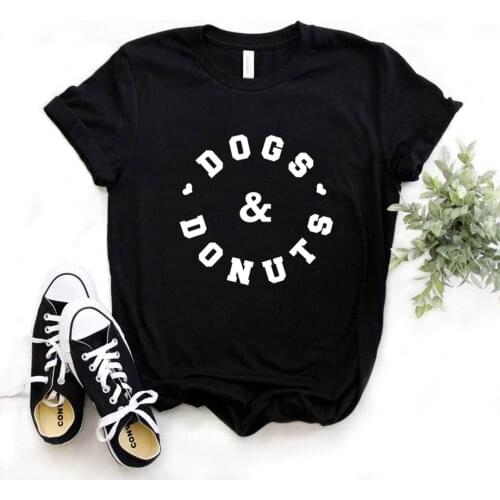 Dogs And Donuts Print Women Tshirts Cotton Casual Funny t Shirt For Lady Yong Girl Top Tee 6 Color NA-1044