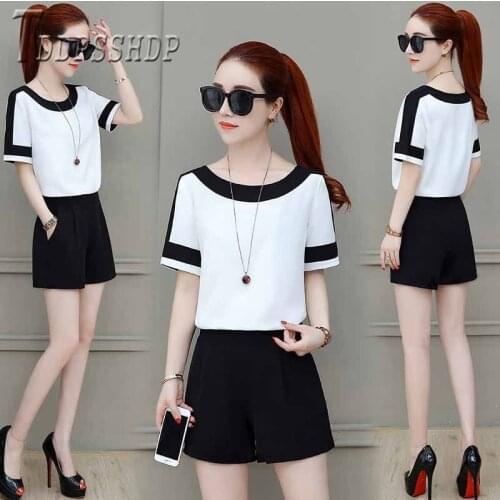 2020 Summer New Korean Fashion Women Sets Short Sleeve Blouse And Shorts Female Sets