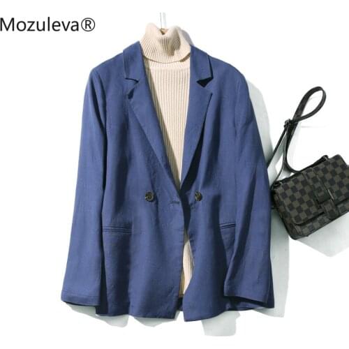 Mozuleva Office Laidies High Quality Linen Blazer Suit Women Autumn Winter Japanese Style Loose Coat Hand-Stitched Outwear