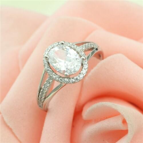 Top quality Fashion Brand 5A Zircon Real Solid 925 Sterling Silver Ring Wedding Rimantic rings engagement Jewelry For Women C55