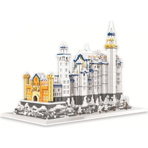ZRK 7828 World Architecture Winter Swan Stone Castle Snow Model DIY Mini Diamond Blocks Bricks Building Toy for Children no Box