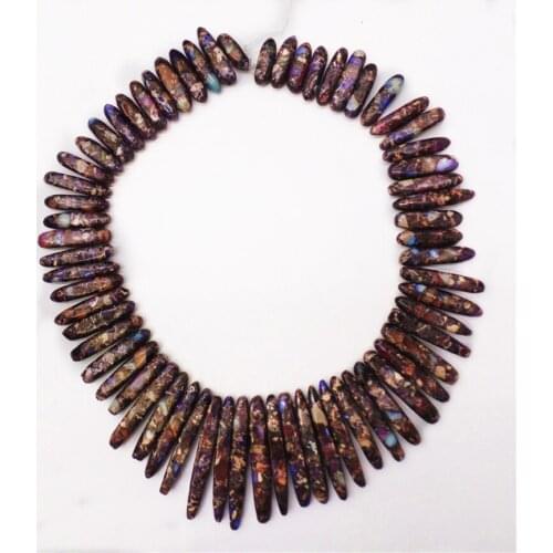 1 Strand Aboout 54x8mm-32x8mm-18x8mm Wholesale Purple Sea Sediment Jasper & Pyrite Free Shape Loose Beads 15.5inch S87
