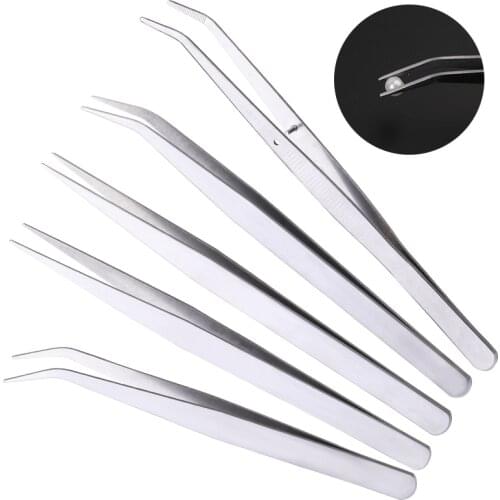 LMDZ 1PCS Tweezers Professional Stainless Maintenance Industrial Precision Curved Straight Tweezers Repair Tools Accessories