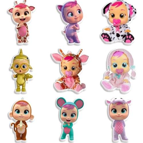 Cartoon Printed Planar Cry Baby Resin Character Cabochons Printed for DIY How Bows Phone Earring Decorations Accessories 10pcs