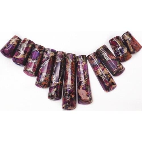 11Pcs/set 40x10x5mm-16x10x6mm Wholesale Purple Sea Sediment Jasper & Pyrite Oblong Pendant Bead S52