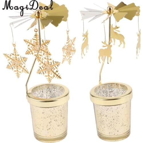 2pcs Auto Rotating Spining Tea Light Holder Votive Candle Holders for Christmas Wedding Home Decoration