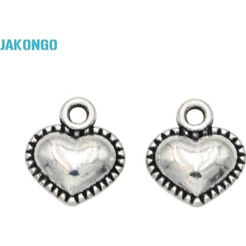 20pcs Antique Silver Plated Heart Charms Beads Pendants for Jewelry Making DIY Handmade Jewelry Accessories 13x11mm