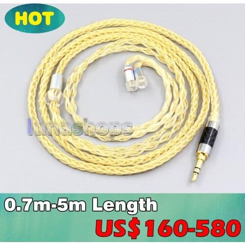 3.5mm 2.5mm 4.4mm 8 Cores 99.99% Pure Silver + Gold Plated Earphone Cable For Sennheiser IE8 IE8i IE80 IE80s Metal Pin LN006490