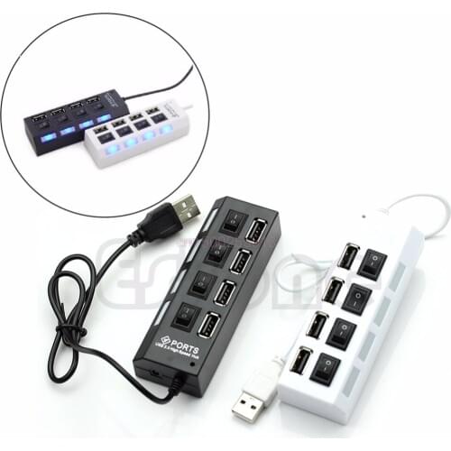 4 Port USB 2.0 With ON/OFF Switch Led Compact USB Muti Hub Expansion Splitter