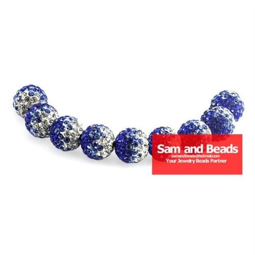 50Pcs/Lot Gradient Clay Disco Crystal Pave Ball Beads For Bracelet Blue Multi Wholesale 10MM High Quality