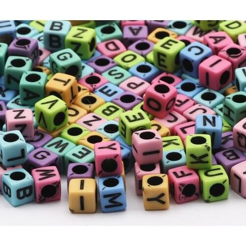 Mixed Letter Acrylic Spacer Beads 6mm Square Loose Beads For Jewelry Making Diy Charm Necklace Bracelet Accessory