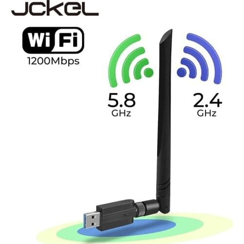 JCKEL 1200Mbps Wireless USB Wifi Adapter 600Mbps Fee Driver USB LAN Ethernet 2.4G 5.8G Dual Band USB Network Card Wifi Dongle