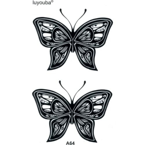 Black Butterfly Waterproof Temporary Tattoos Men Tatoo Temporary Sticker Body Arts Flash Tattoo tatouage Temporaire Henna Tattoo