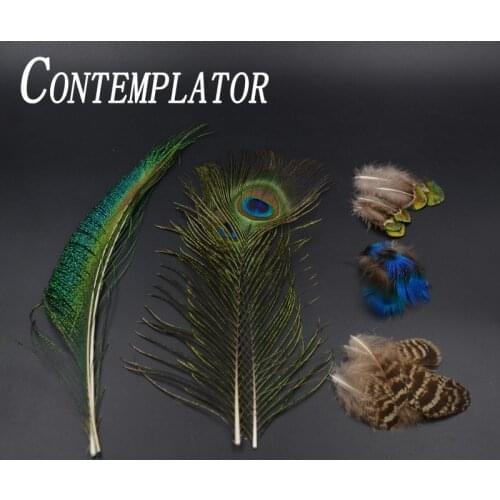 CONTEMPLATOR 5styles 8/20pcs Peacock Feather Blue Neck&Gold Body&Swords&Tails&Stripe Fly Tying Feathers For Numerous Fly Bodies