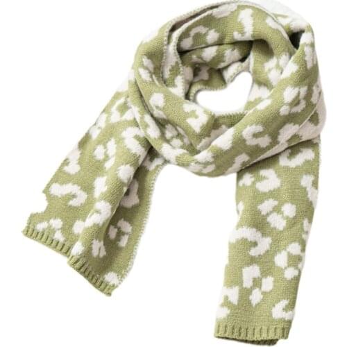 Kids Boys Girls Winter Knitted Long Scarf Vintage Leopard Printed Toddler Baby Autumn Casual Wrap Shawl Neck Warmer H9ED