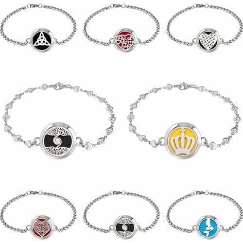 Tree Of Life Diffuser Bracelet For Women Jewelry Making 25mm Stainless Steel Essential Oil Aromatherapy Bangle Locket 10pcs Pads