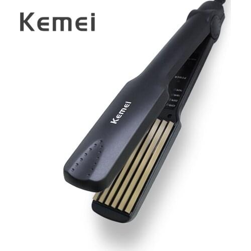 Kemei Professional Hair Curler Electric Curling Iron Women Splint Flat Iron Deepwave Corn Curls Hair Ceramics Hair Styling Tools