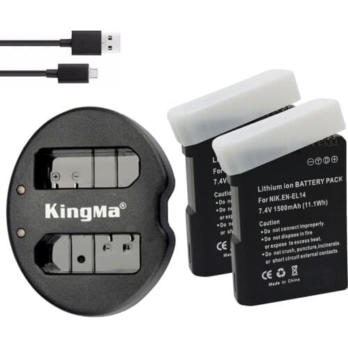 EN-EL14 ENEL14 EN EL14 Battery pack + USB Dual Charger for Nikon EN EL14A P7800,P7100,D3400,D5500,D5300,D5200,D3200,D3300,Df