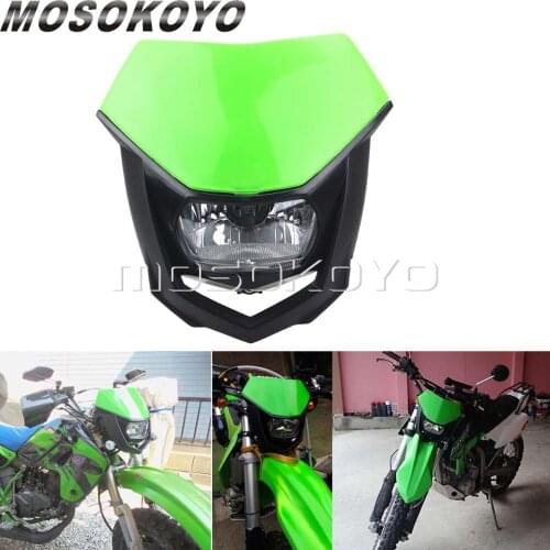 Green Motorcycle Dirt Bike Headlight Enduro MX Supermoto Front Lamp for Kawasaki KX450F KX250F KX100 KX85 KX60 KLX140 KLX110
